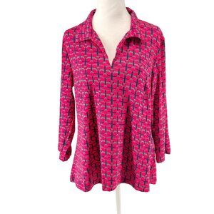 Women's Pink Geometric Print Top